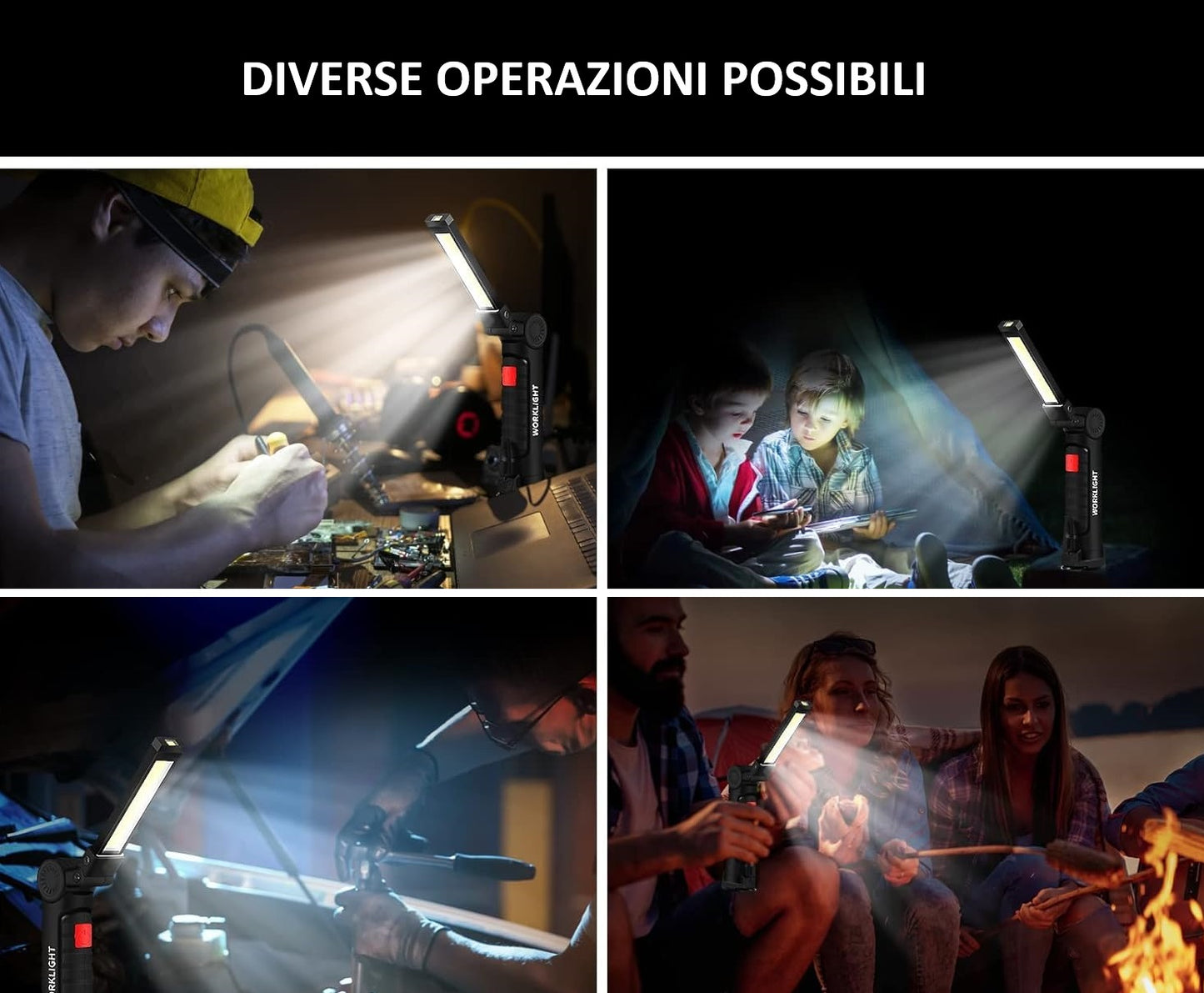 Mini Torcia Led Elettrica Ricaricabile USB Ideale Per Lavori Con Base Magnetica