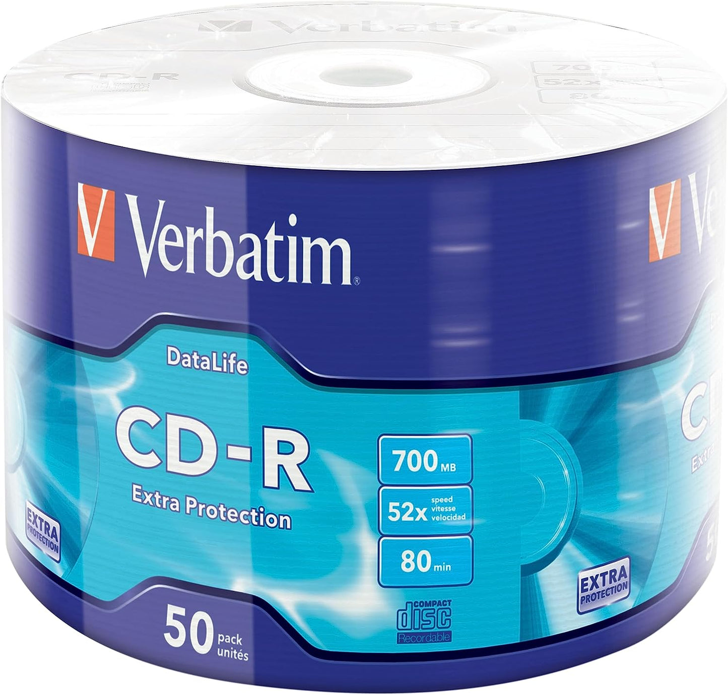 Dischi Verbatim CD-R 80 MIN Datalife Protection 700 MB Confezione da 50 Pz