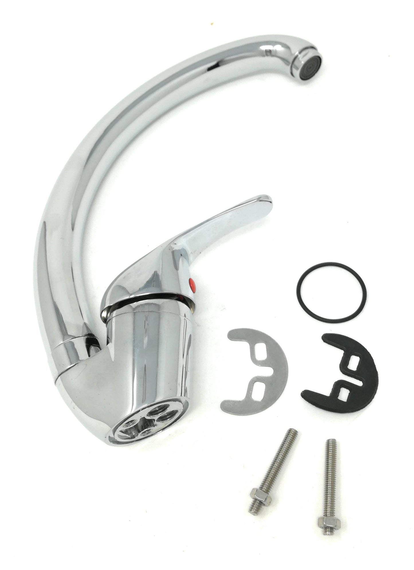Rubinetto Per Lavello Cucina Miscelatore Canna Alta Ottone Cromato Mono Comando