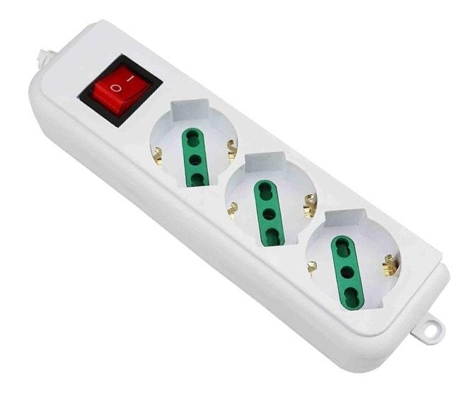 Ciabatta Multipresa Elettrica Con 3 Posti Schuko Con Interruttore Per Accensione