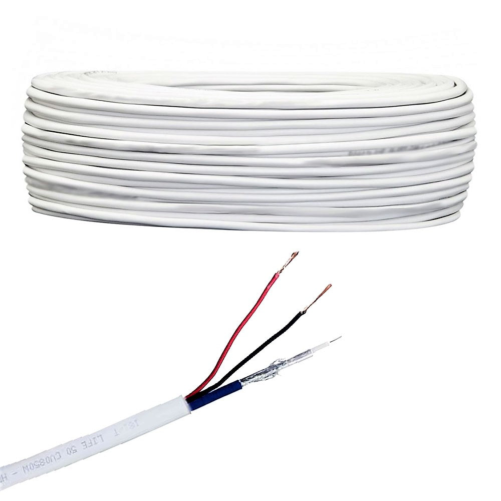 Cavo Da 100 Metri Coassiale RG59 Matassa Cavi Video Alimentazione Per Telecamere