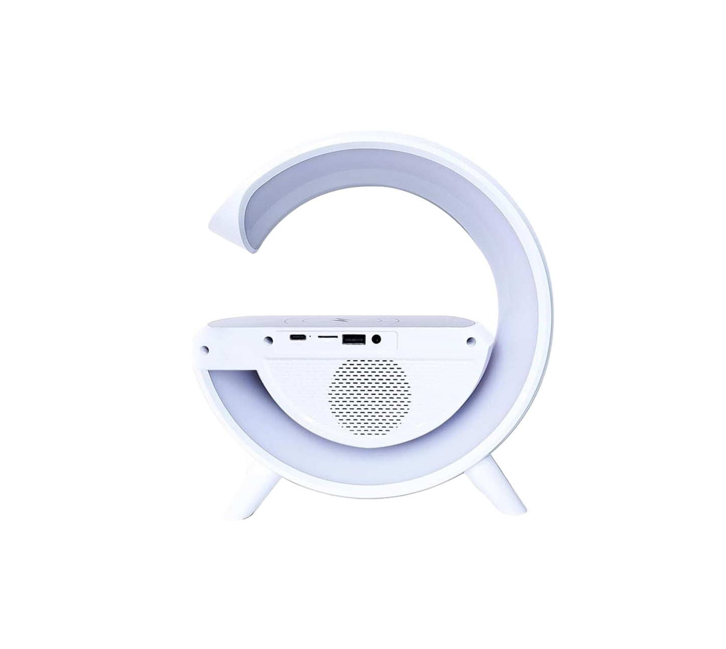 Lampada Da Comodino con Altoparlante, caricatore Wireless, Sveglia Integrata, USB
