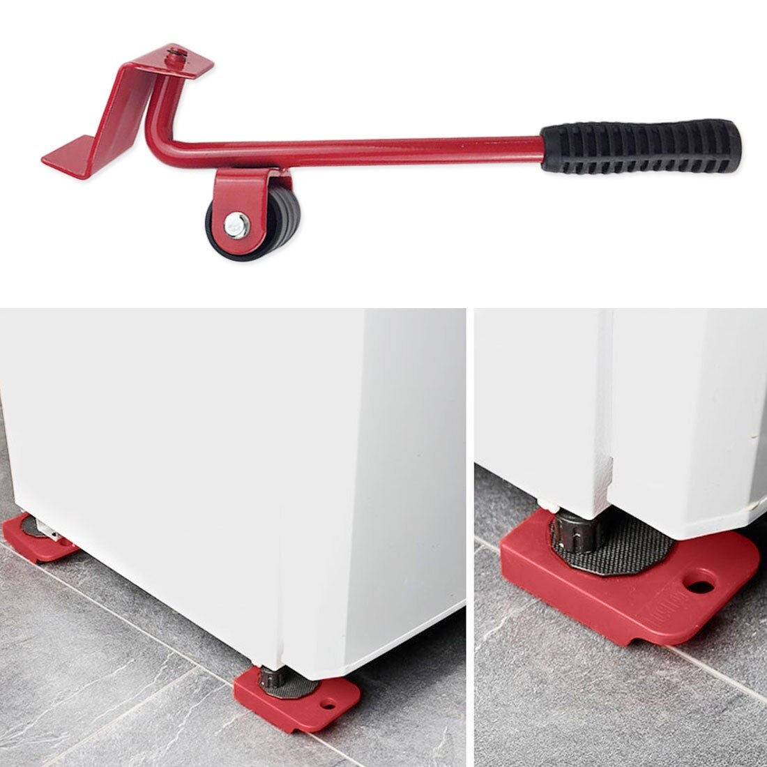 Kit Sollevatore Mobili Con Piastra A Ruote Per Spostare Fino A 150 Kg Di Peso