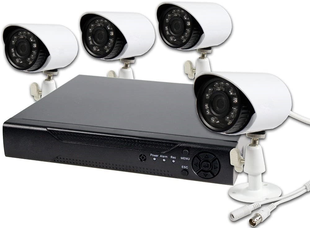 Kit Videosorveglianza 4 Canali Telecamere Infrarossi Dvr Alimentatori Prolunghe