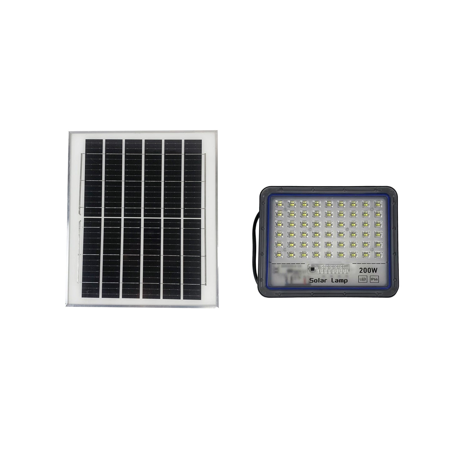 Faro LED da 200W con Pannello Solare, Efficiente e Resistente alle Intemperie