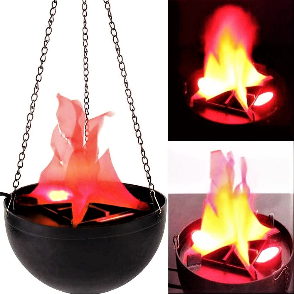 Lampada Effetto Fuoco Con Fiamma Finta Luci A Led Rosse E Catena A Sospensione