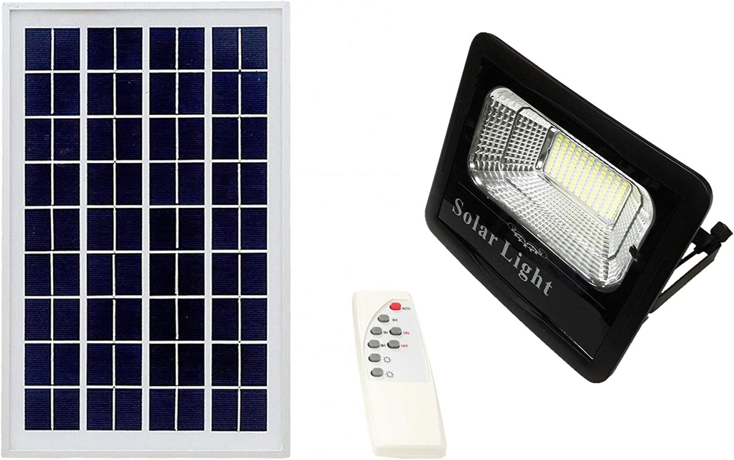 Faro A Led Da 100W SMD Luce Bianca Con Pannello Solare, Sensore E Telecomando