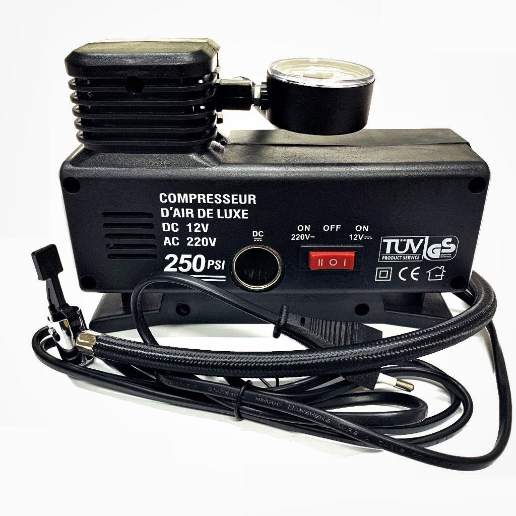 Mini Compressore Compatto Ad Aria Con Manometro Per Pneumatici DC 12V E AC 220V
