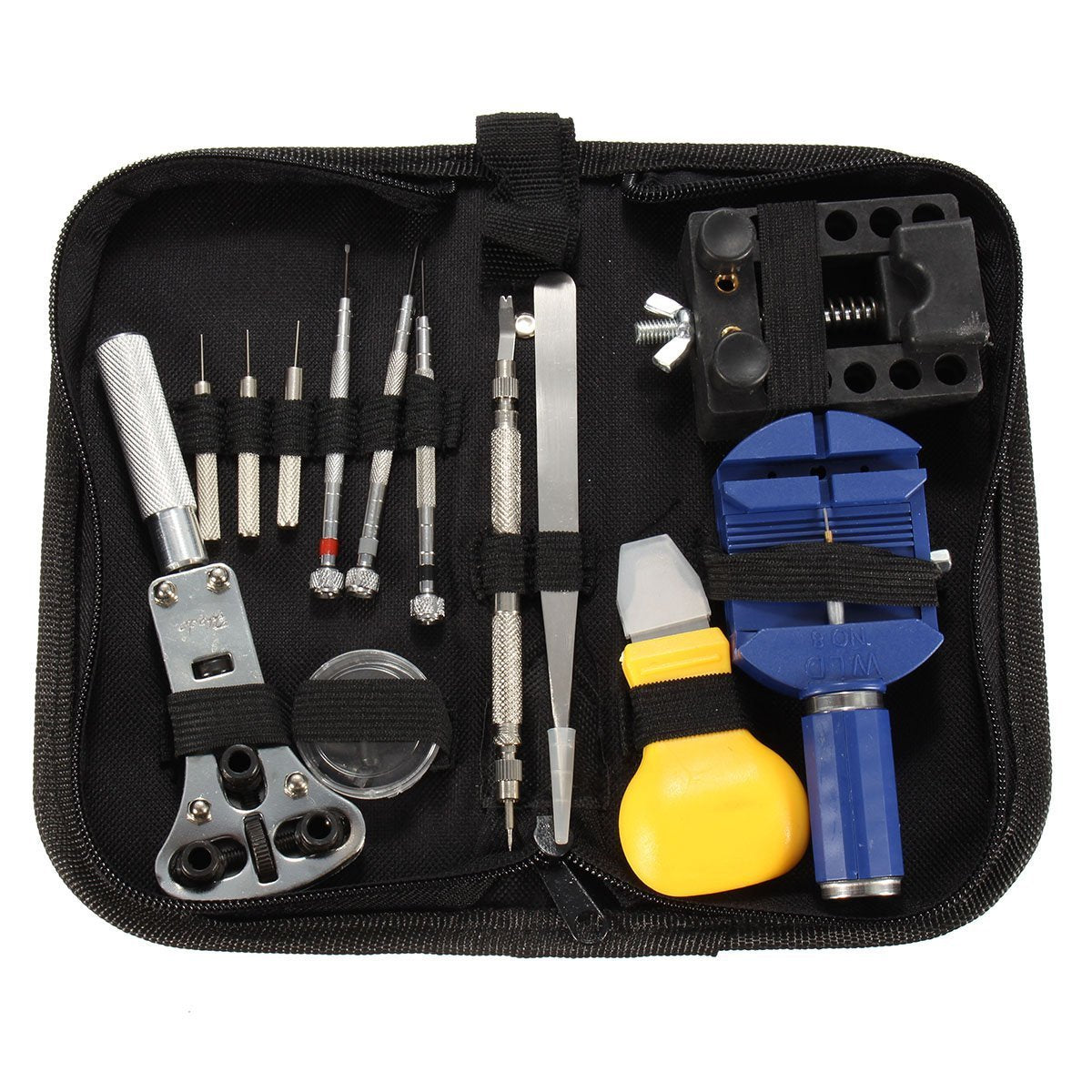Kit Riparazione Orologi Professionale Apri Casse Maglie Con Borsello 13 Pezzi