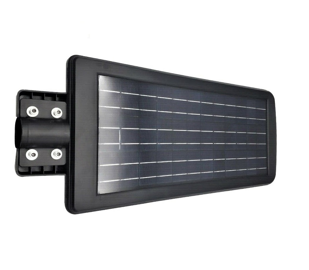 Lampione Stradale Faro A Led 120W Con Pannello Solare Crepuscolare E Telecomando