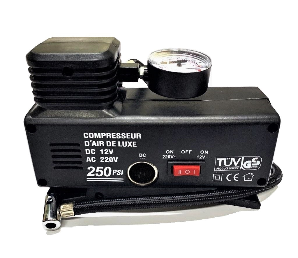 Mini Compressore Compatto Ad Aria Con Manometro Per Pneumatici DC 12V E AC 220V