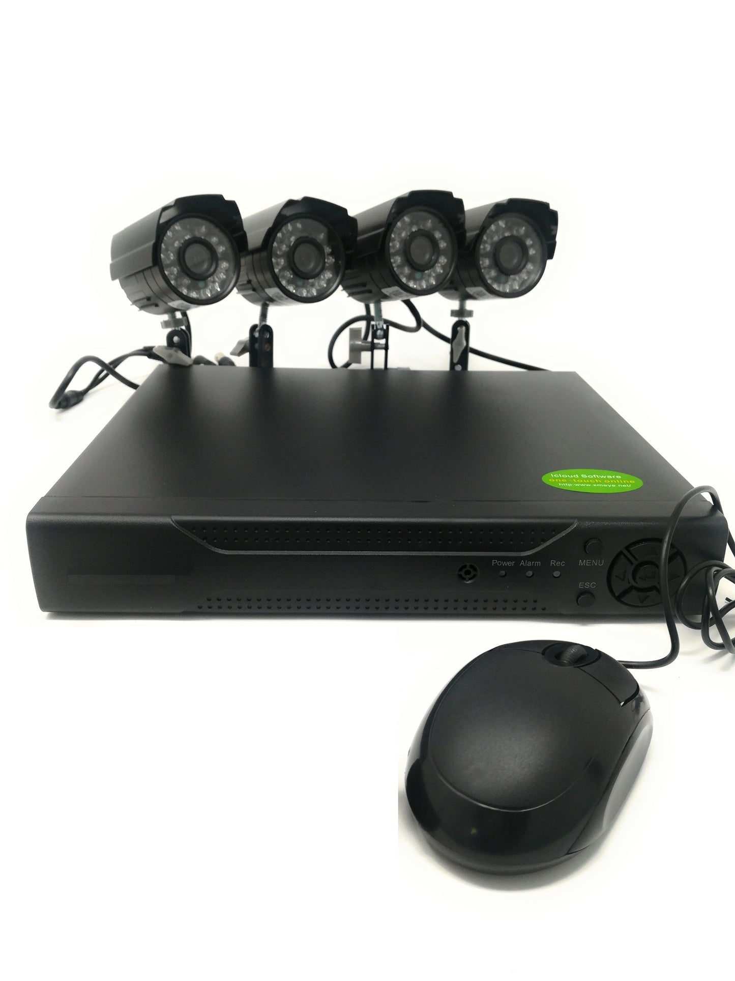 Kit Videosorveglianza 4 Canali Telecamere Infrarossi Dvr Alimentatori Prolunghe