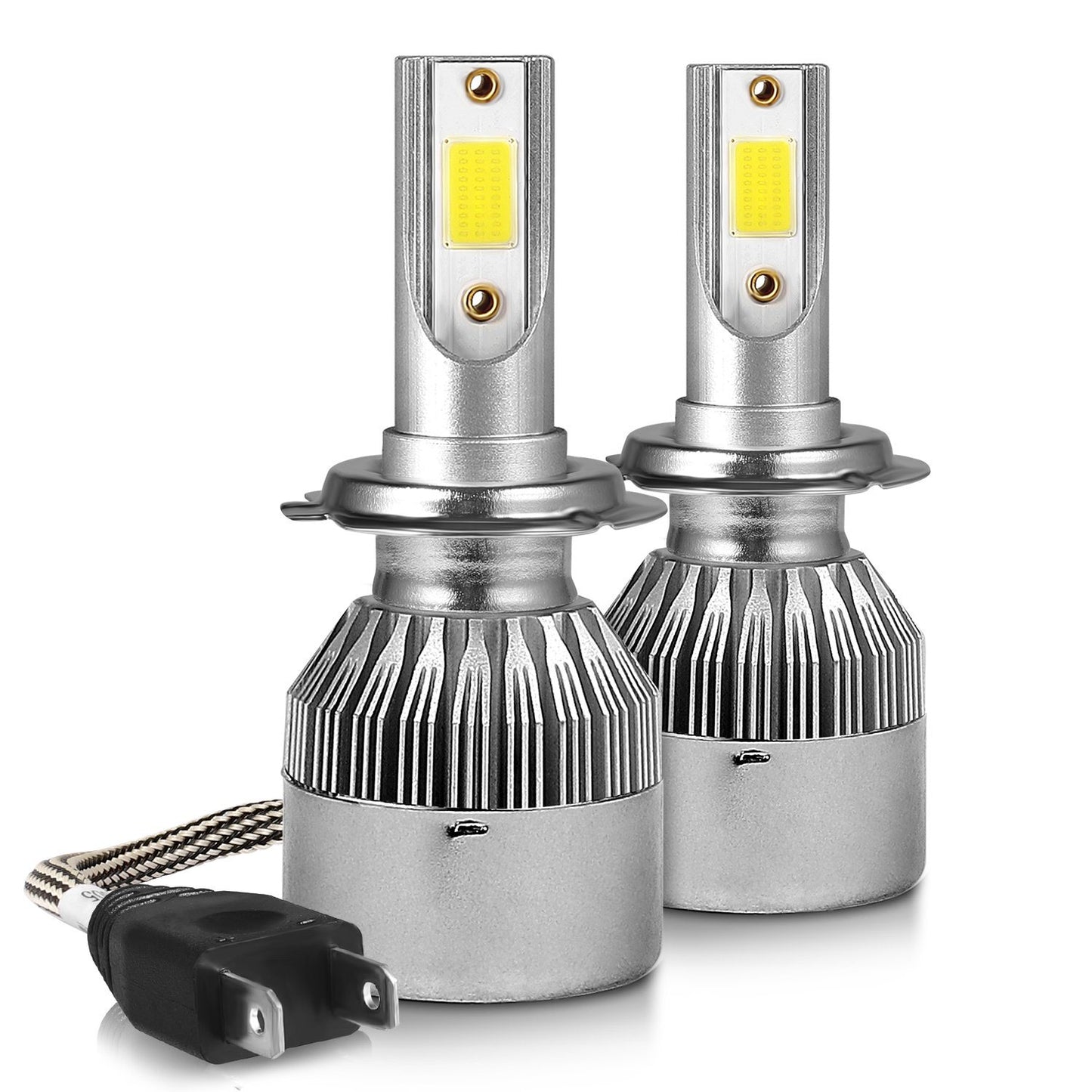 Coppia Di Lampade A Led Per Auto Moto C6 H4 6000K Fari Luce Bianca Lampadine