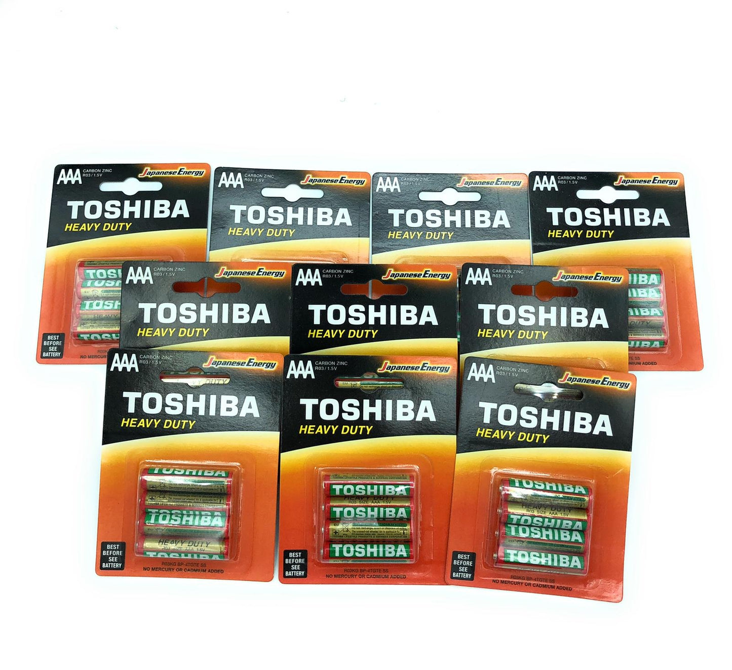 40 Batterie Ministilo Zinco Carbone Toshiba In 10 Confezioni Da 4 Pile AAA 1.5V