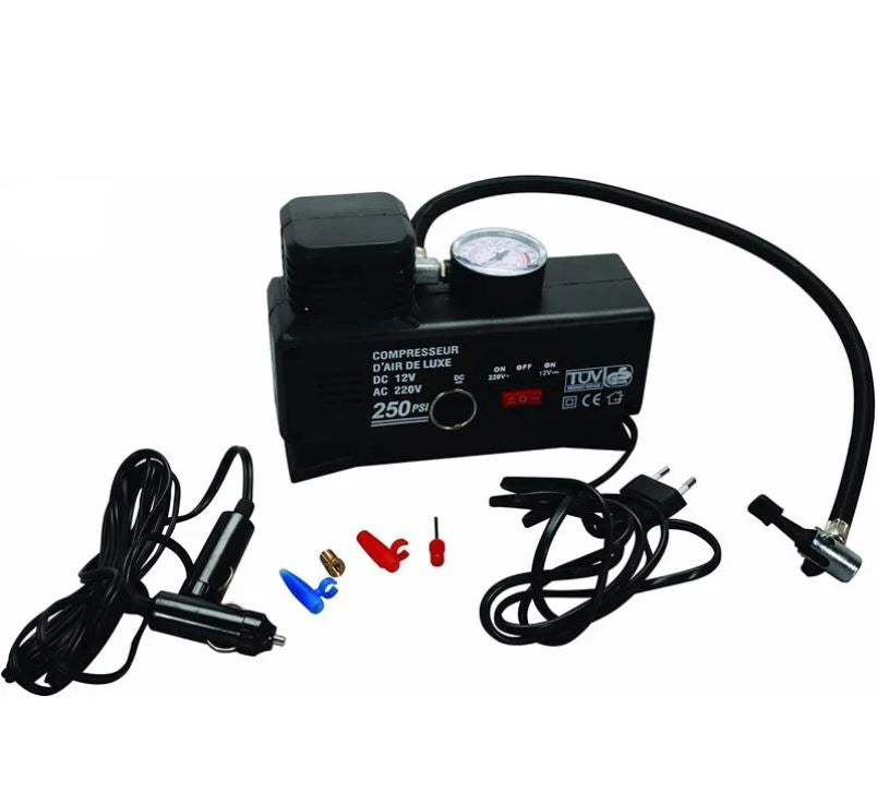 Mini Compressore Compatto Ad Aria Con Manometro Per Pneumatici DC 12V E AC 220V