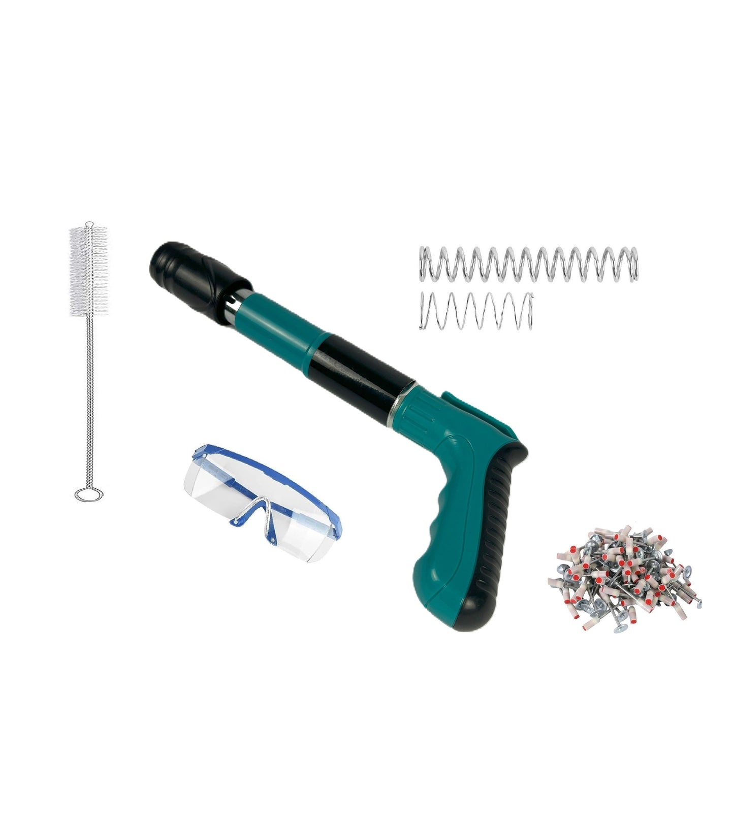 Pistola Manuale Sparachiodi Portatile Regolabile con Chiodi e Occhiali Integrati