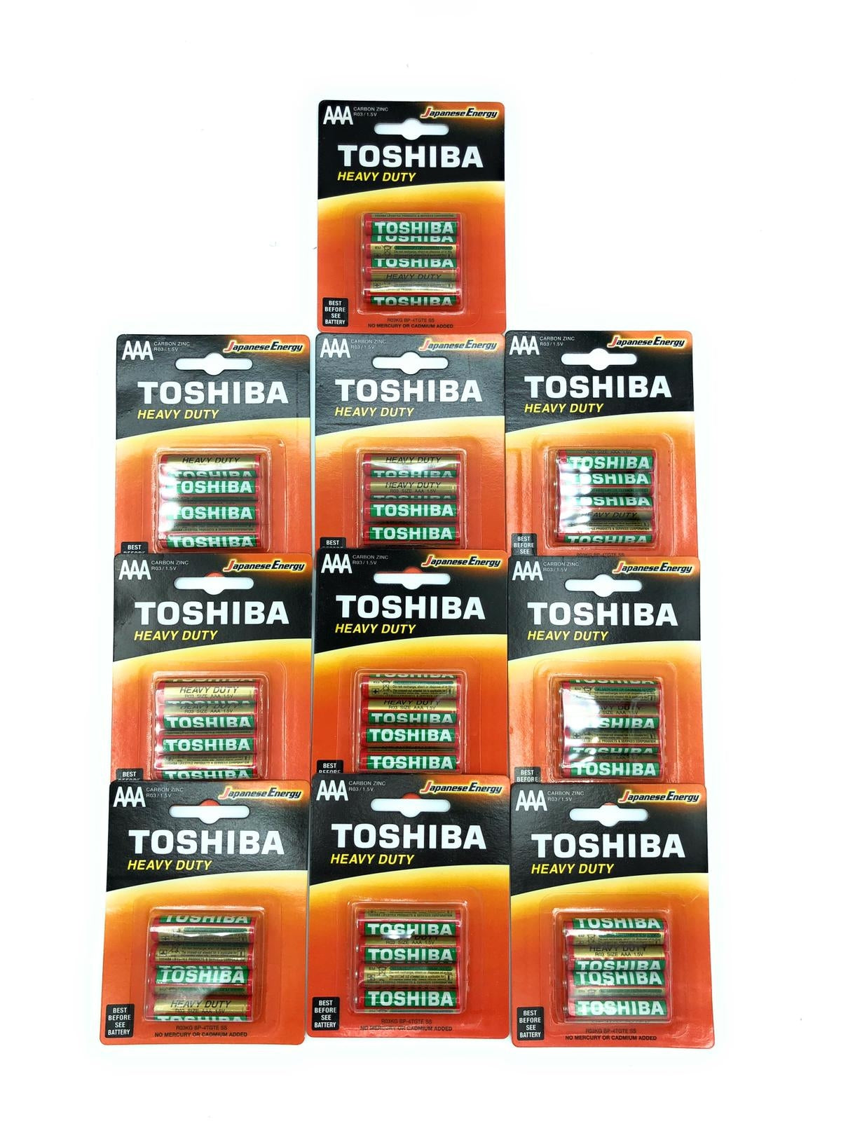 40 Batterie Ministilo Zinco Carbone Toshiba In 10 Confezioni Da 4 Pile AAA 1.5V