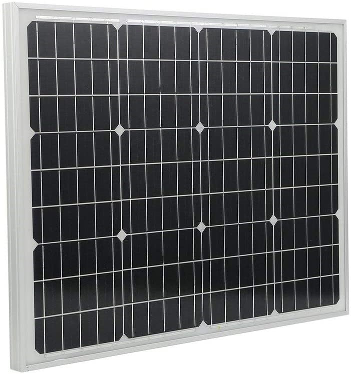 Pannello Solare Fotovoltaico Monocristallino Da 50W 21V Con Pinze A Morsa