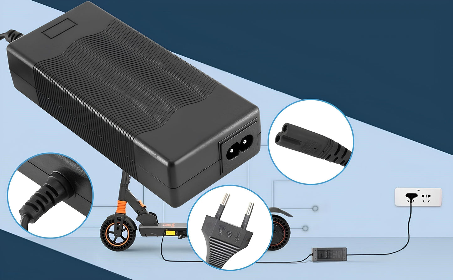 Alimentatore Elettrico 1.5 Ampere uscita 36/42 V e Cavo Alimentazione Integrato
