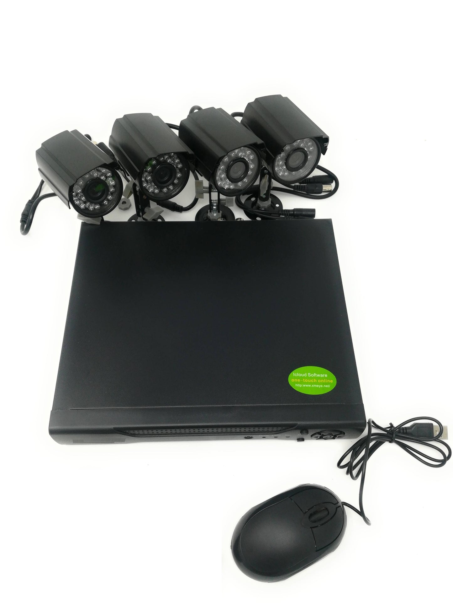 Kit Videosorveglianza 4 Canali Telecamere Infrarossi Dvr Alimentatori Prolunghe