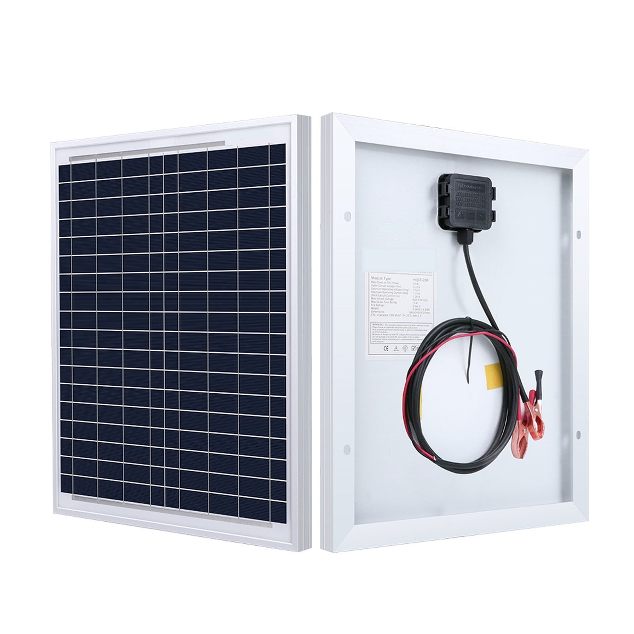 Pannello Solare Fotovoltaico Monocristallino Da 20W 21V Con Pinze A Morsa