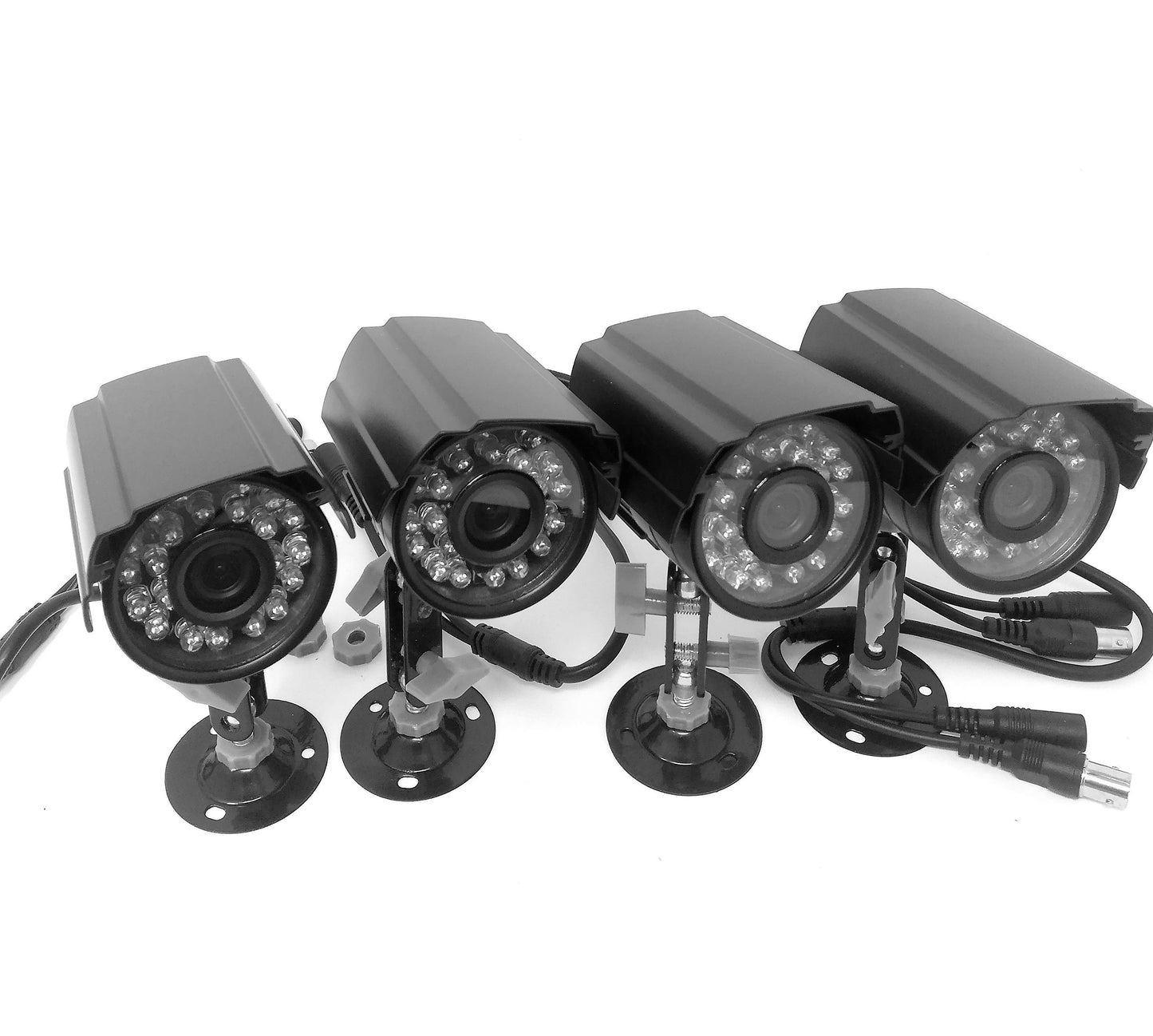 Kit Videosorveglianza 4 Canali Telecamere Infrarossi Dvr Alimentatori Prolunghe