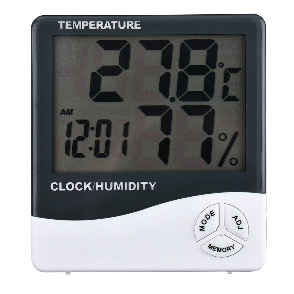 Termometro Igrometro Orologio Digitale Data Con Display Lcd 12/24 Ore Allarme