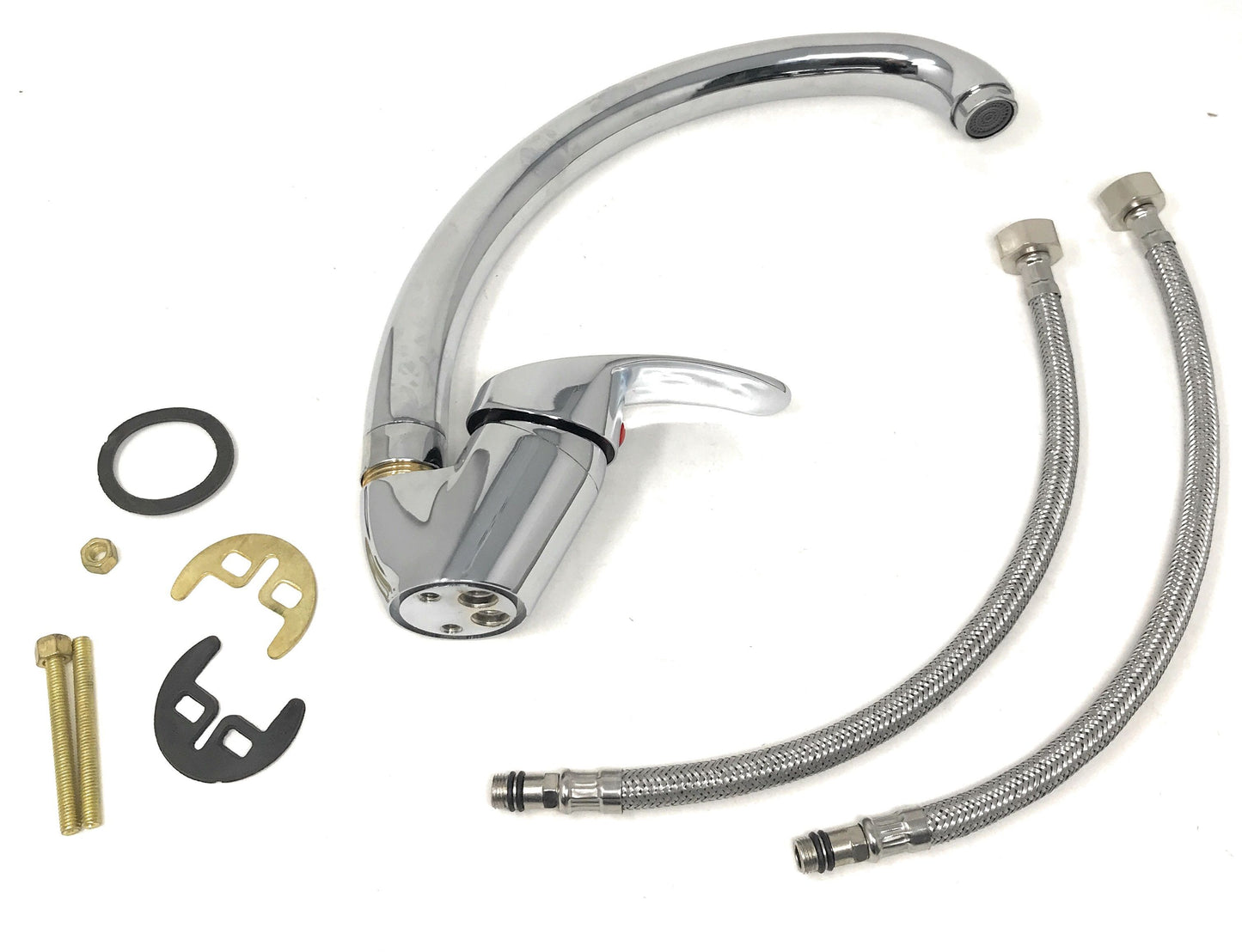 Rubinetto Per Lavello Cucina Miscelatore Canna Alta Ottone Cromato Mono Comando