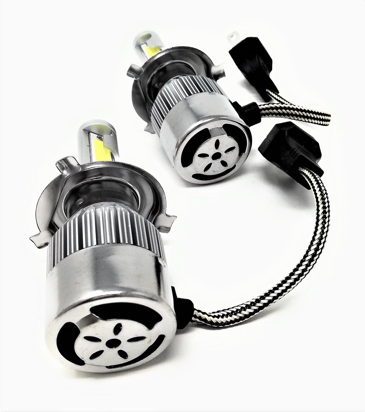 Coppia Di Lampade A Led Per Auto Moto C6 H4 6000K Fari Luce Bianca Lampadine