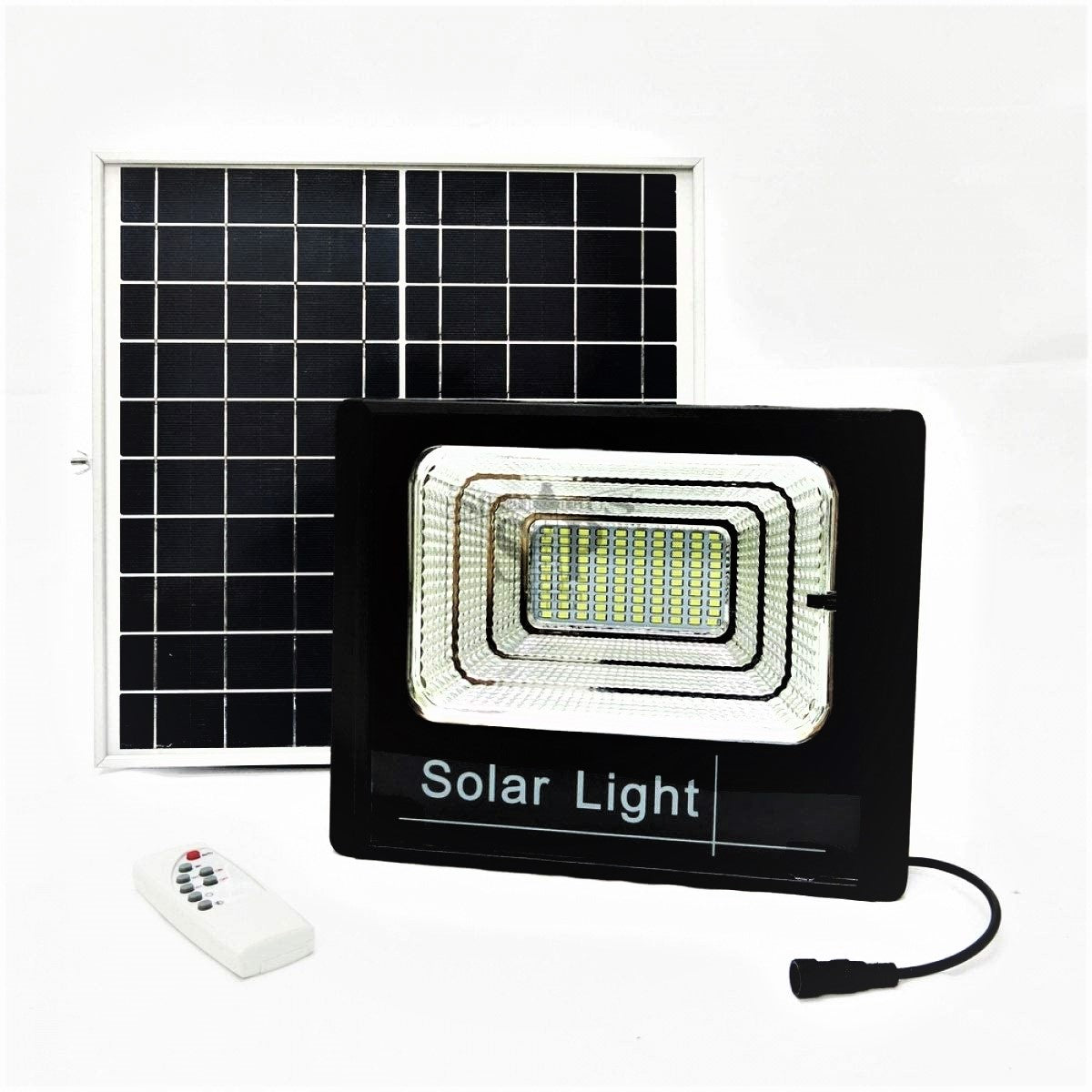 Faro A Led Da 100W SMD Luce Bianca Con Pannello Solare, Sensore E Telecomando