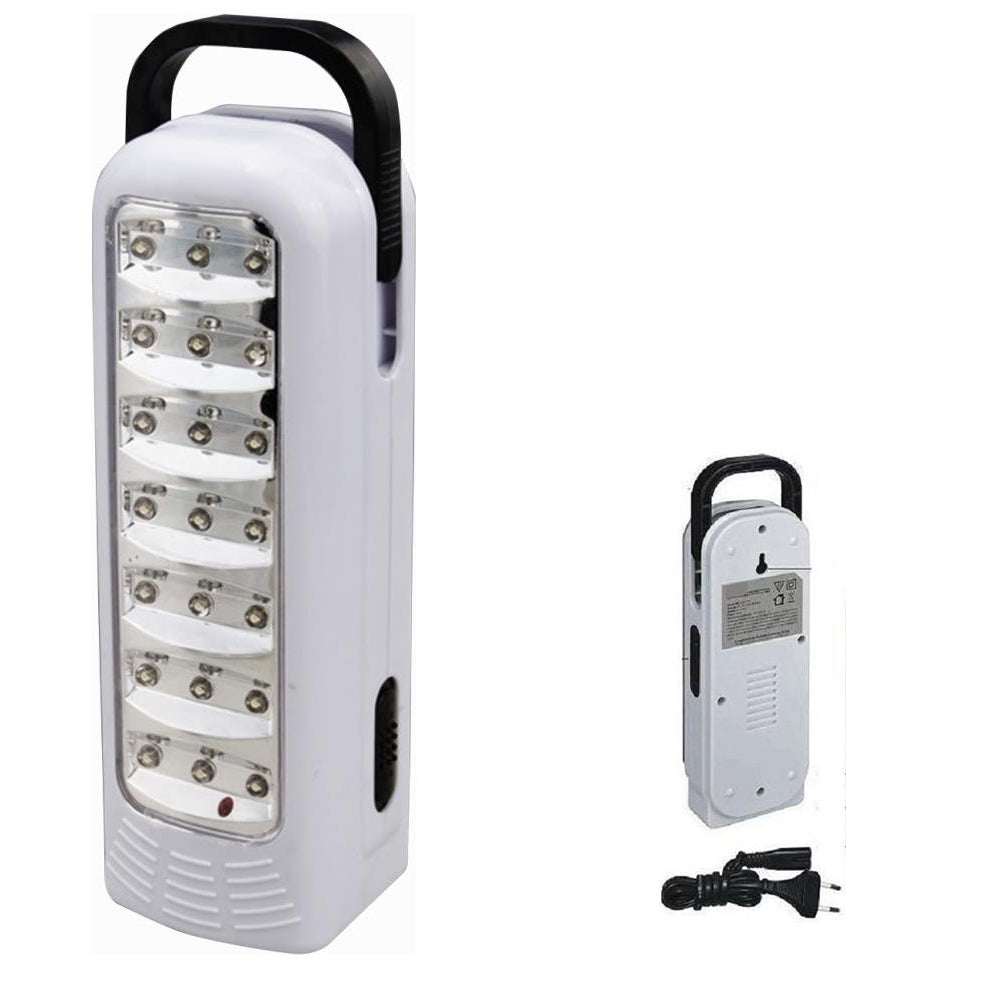 Luce Di Emergenza Torcia Portatile Lampada Ricaricabile Bianca 21 Led Con Cavo