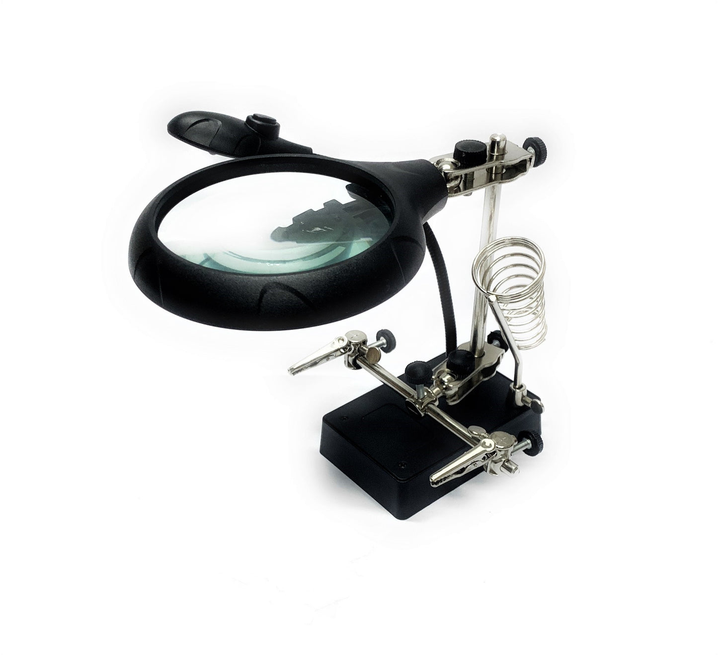 Lente Di Ingrandimento Da Tavolo Con Luce Led E Bracci Pinze Supporto Terza Mano