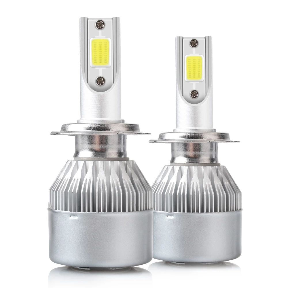 Coppia Di Lampade A Led Per Auto Moto C6 H4 6000K Fari Luce Bianca Lampadine