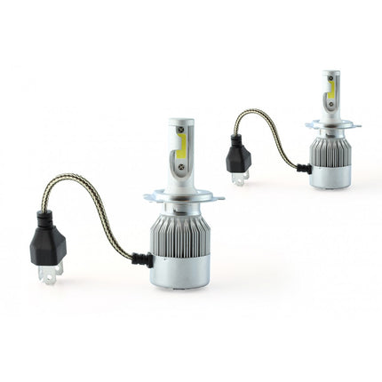 Coppia Di Lampade A Led Per Auto Moto C6 H4 6000K Fari Luce Bianca Lampadine