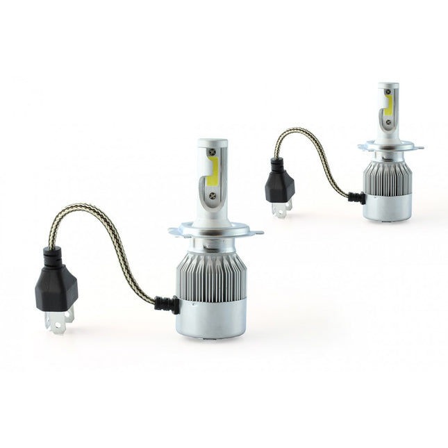 Coppia Di Lampade A Led Per Auto Moto C6 H4 6000K Fari Luce Bianca Lampadine