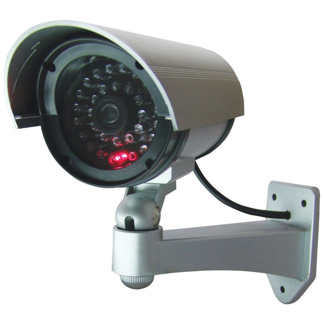 Telecamera Finta di Sorveglianza con LED Lampeggiante e Staffa Orientabile per Interni ed Esterni