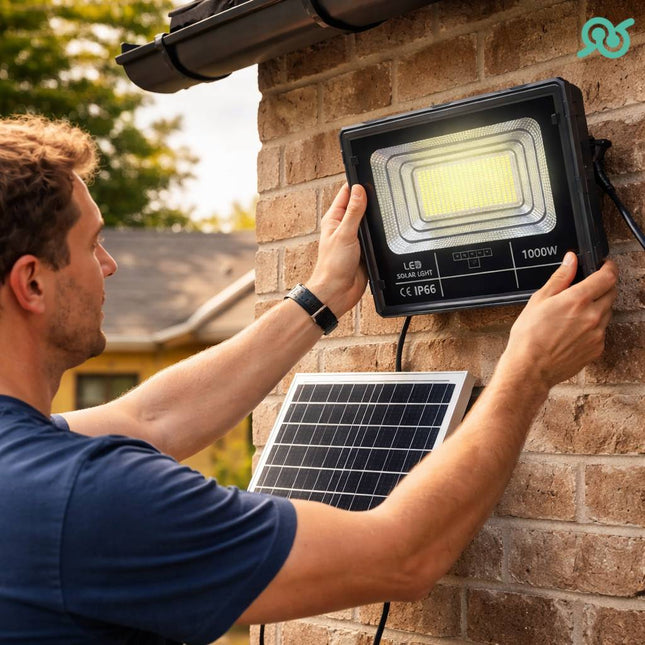 Faro Led 1000W con Pannello Solare e Controllo da Remoto Ideale da Esterni