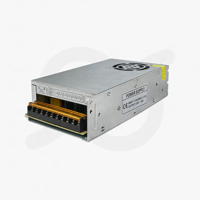 Alimentatore switching 10A 24V, professionale con protezioni per uso sicuro e stabile