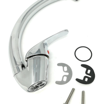 Rubinetto Per Lavello Cucina Miscelatore Canna Alta Ottone Cromato Mono Comando