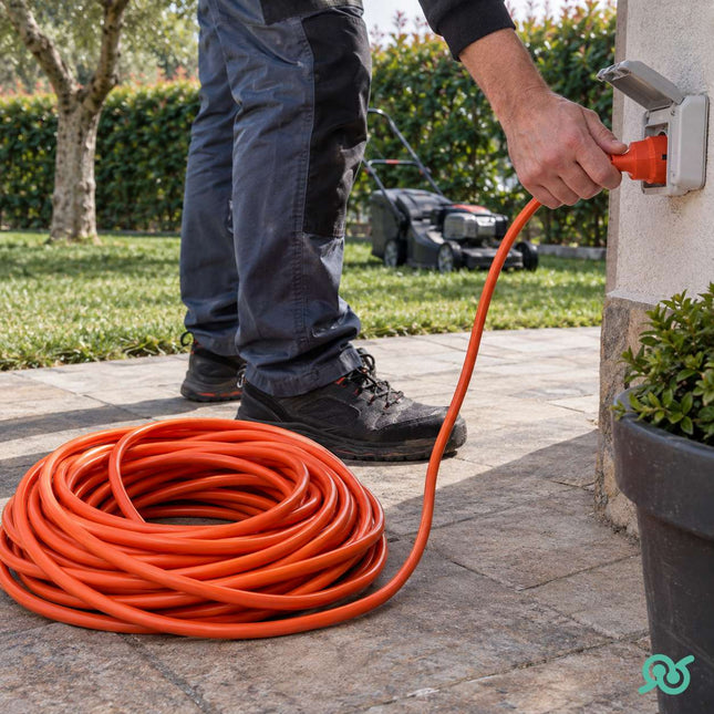 Cavo Elettrico di Prolunga 20 m con Spina e Presa Schuko e Custodia da Trasporto