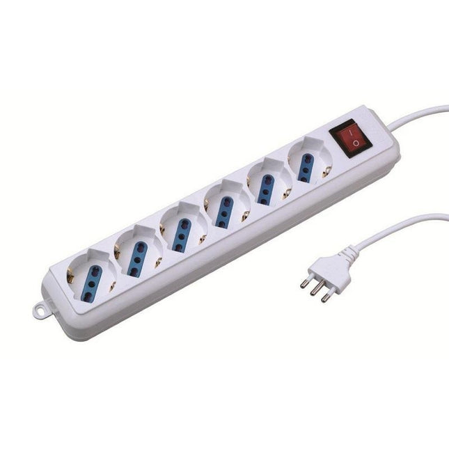 Ciabatta Multipresa elettrica a 6 posti con interruttore e cavo da 1,8 metri per parete