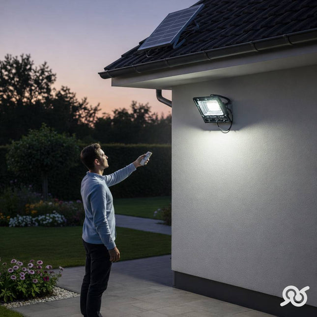 Faro 800W Led Compatto da Esterno con Pannello Solare e Controllo da Remoto