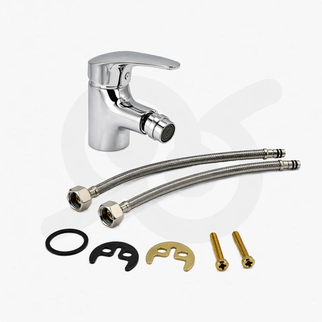 Rubinetto Miscelatore Con Flessibili In Ottone Con Testa Mobile Per Bidet Lavabo
