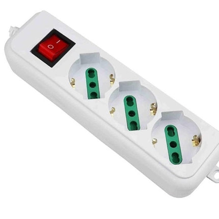 Ciabatta Multipresa elettrica a 3 posti con interruttore luminoso e cavo di ricarica