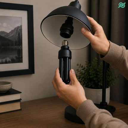 Lampadina a risparmio energetico con l'attacco universale e per la casa e l'ufficio
