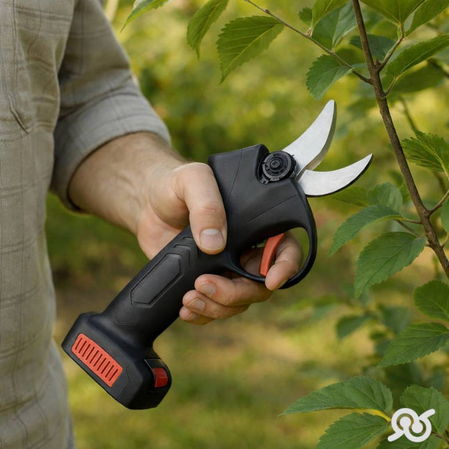 Forbice potatura professionale a batteria per il giardino con le due batterie al litio