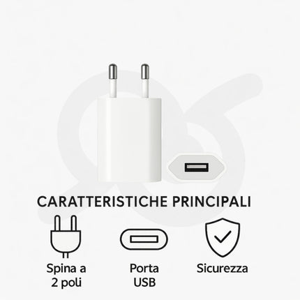 Caricabatterie da muro USB per smartphone, compatto e portatile per i tuoi viaggi