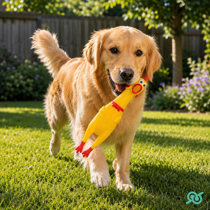 Gioco Sonoro per Cani a Forma di Pollo 30 cm, Giocattolo Mordicchiabile con Squeak, Accessorio per Addestramento e Intrattenimento Animali Domestici