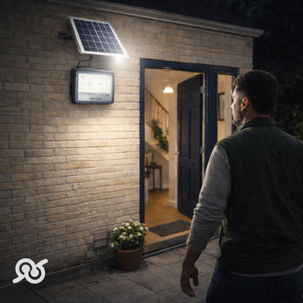 Faro LED da 200W con Pannello Solare, Efficiente e Resistente alle Intemperie
