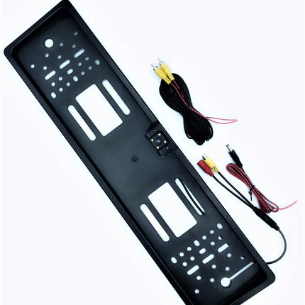 Kit Porta Targa Con Telecamera A 4 Led Flash Per Retromarcia Telaio Europeo